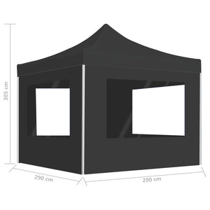 Gazebo Pieghevole con Pareti in Alluminio 3x3 m Antracite 45488