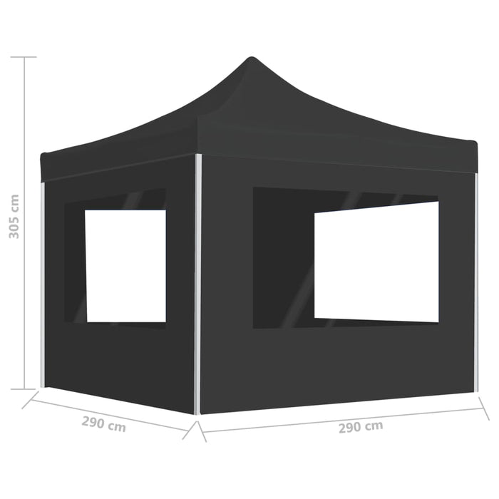 Gazebo Pieghevole con Pareti in Alluminio 3x3 m Antracite 45488