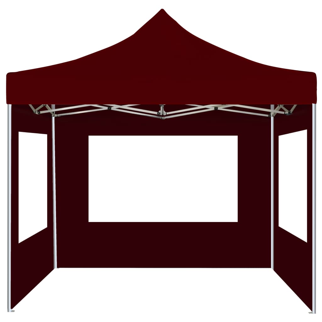 Gazebo Pieghevole in Alluminio con Pareti 3x3 m Rosso Vino