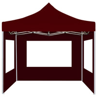 Gazebo Pieghevole in Alluminio con Pareti 3x3 m Rosso Vino