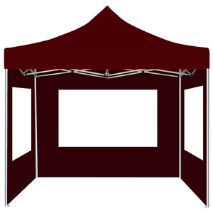 Gazebo Pieghevole in Alluminio con Pareti 3x3 m Rosso Vino