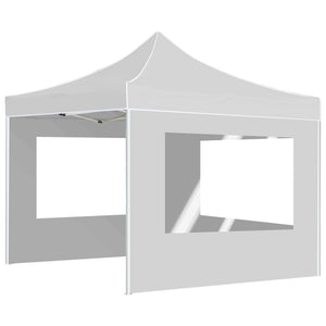 Gazebo Pieghevole con Pareti in Alluminio 3x3 m Bianco 45490