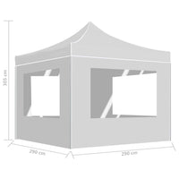 Gazebo Pieghevole con Pareti in Alluminio 3x3 m Bianco 45490