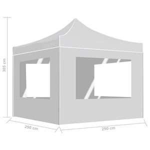 Gazebo Pieghevole con Pareti in Alluminio 3x3 m Bianco 45490