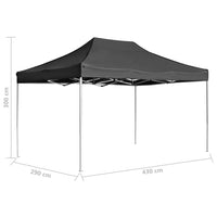Gazebo Professionale Pieghevole Alluminio 4,5x3 m Antracite 45493