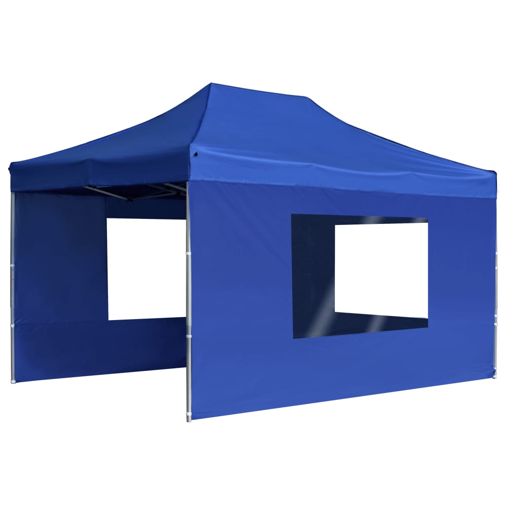 Gazebo Professionale Pieghevole Pareti Alluminio 4,5x3m Blu 45497