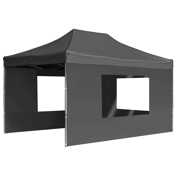 Gazebo Pieghevole con Pareti in Alluminio 4,5x3m Antracite 45498