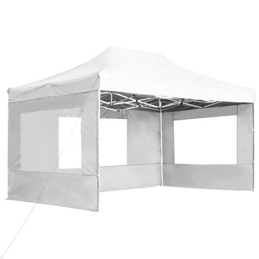 Gazebo Professionale Pieghevole Alluminio Pareti 4,5x3m Bianco 45500