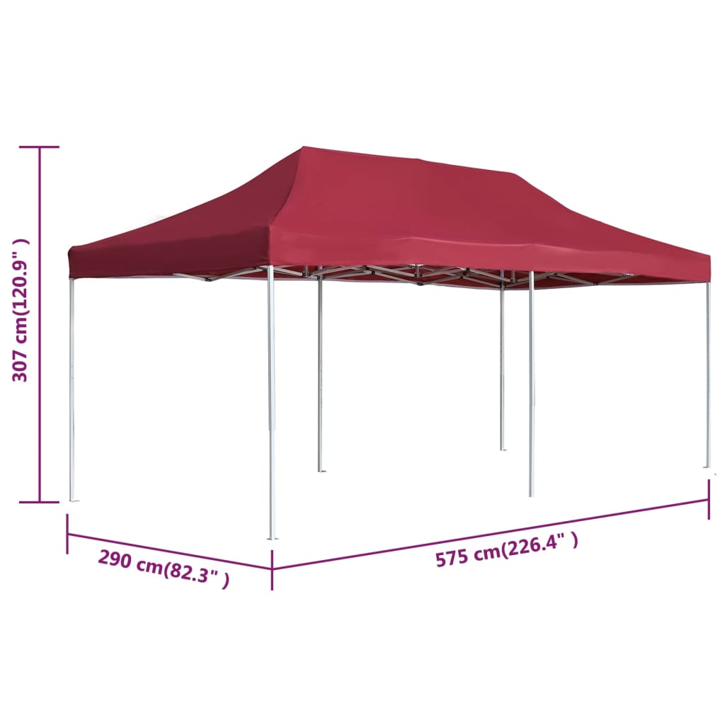 Gazebo Professionale Pieghevole in Alluminio 6x3 m Rosso Vino 45504