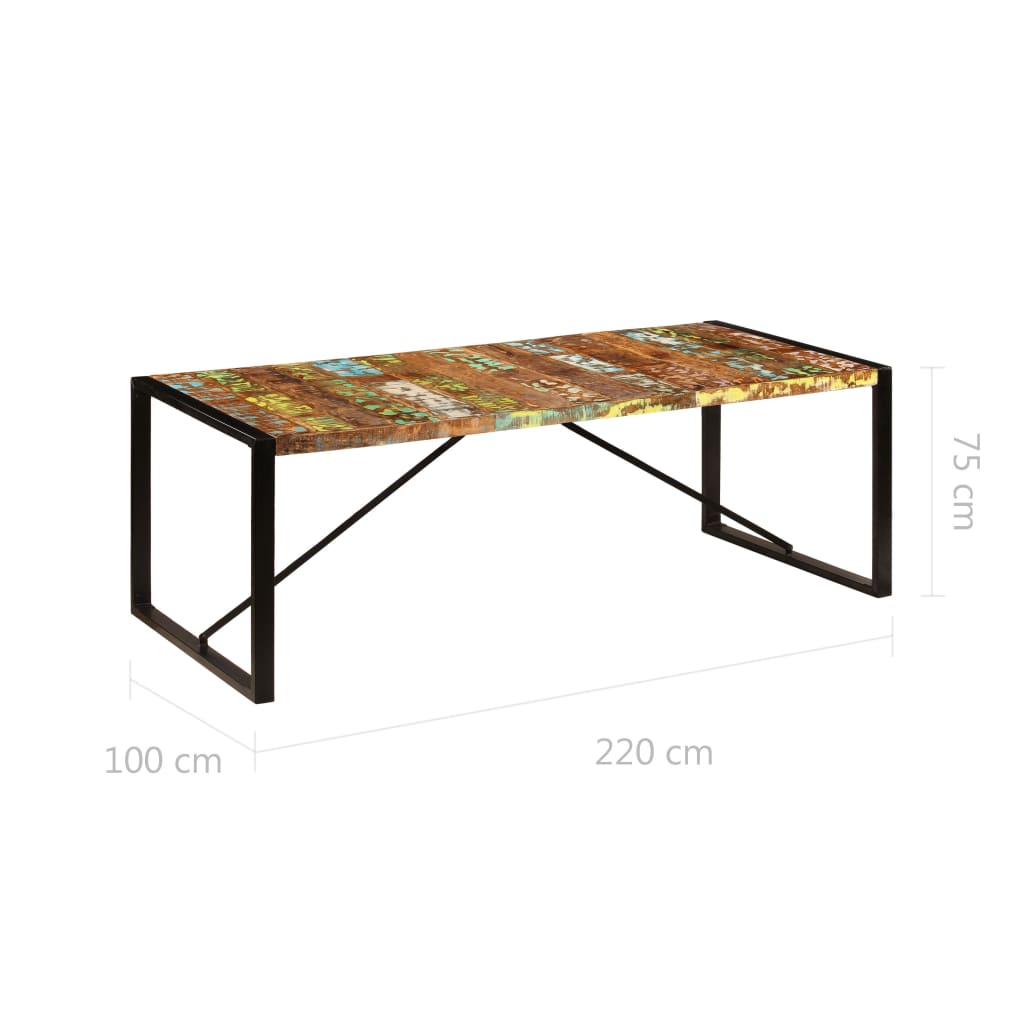 Tavolo da Pranzo 220x100x75 cm Legno Massello di Recupero 247409