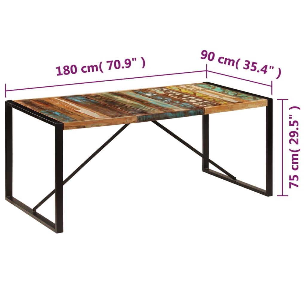 Tavolo da Pranzo 180x90x75 cm in Legno Massello di Recupero 247415