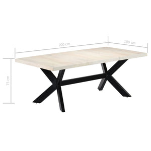 Tavolo da Pranzo Bianco 200x100x75 cm Legno Massello di Mango 247428