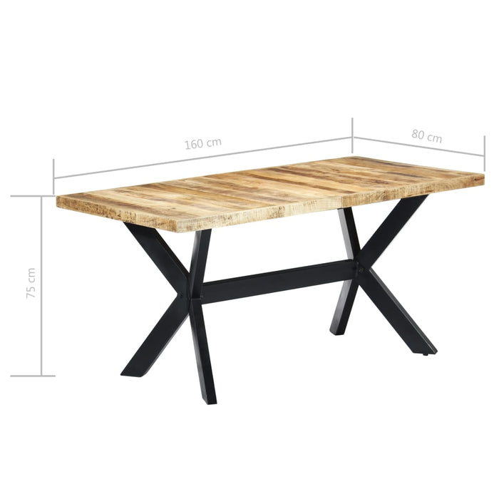 Tavolo da Pranzo 160x80x75 cm in Legno Massello di Mango Grezzo 247433
