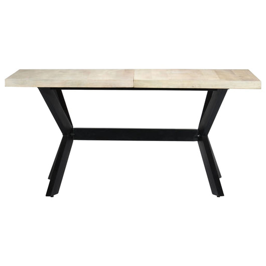 Tavolo da Pranzo Bianco 160x80x75 cm in Legno Massello di Mango 247434