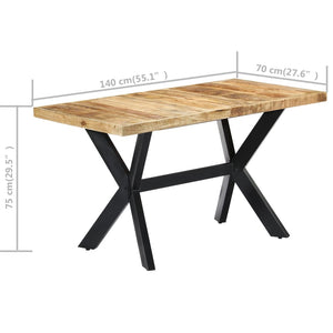 Tavolo da Pranzo 140x70x75 cm in Legno Massello di Mango Grezzo 247437