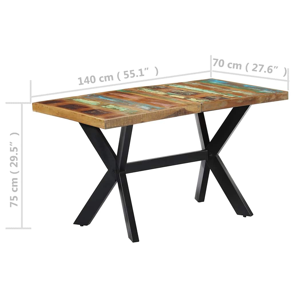 Tavolo da Pranzo 140x70x75 cm in Legno Massello di Recupero 247439