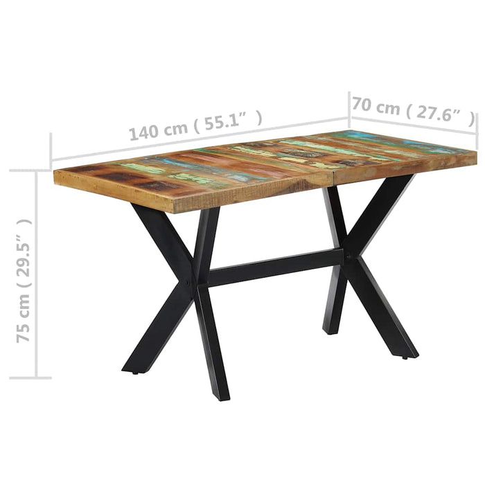Tavolo da Pranzo 140x70x75 cm in Legno Massello di Recupero 247439