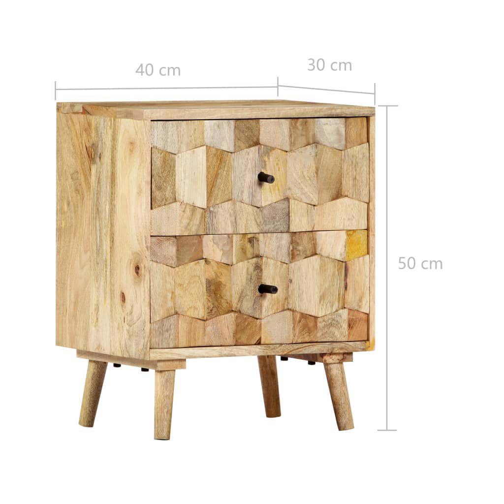 Comodino cassettiera armadio mobili camera da letto 40 x 30 x 50 cm legno massello di mango 1402033