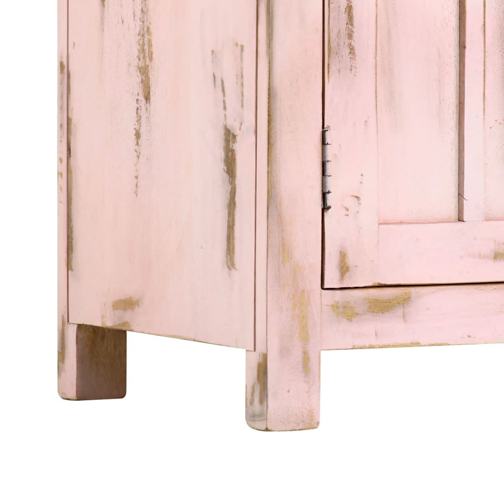Credenza Rosa Chiaro 110x35x70 cm in Legno Massello di Mango 247764