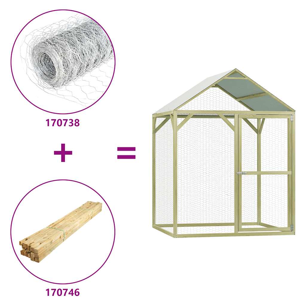 Pollaio 1,5x1,5x2 m in Legno di Pino Impregnato 170746