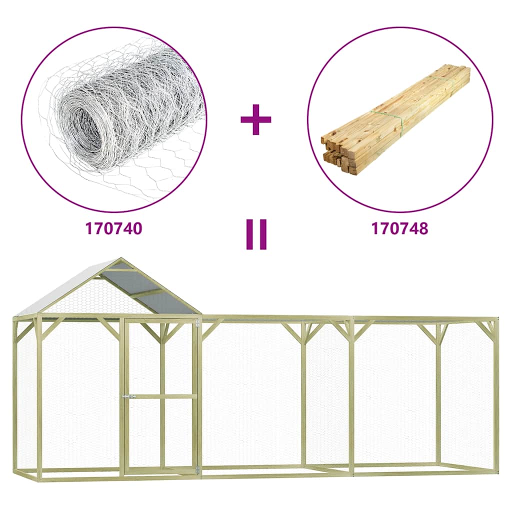 Pollaio 4,5x1,5x2 m in Legno di Pino Impregnato 170748