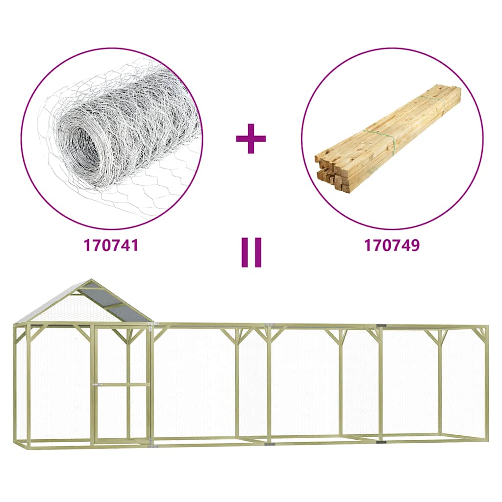 Pollaio 6x1,5x2 m in Legno di Pino Impregnato 170749