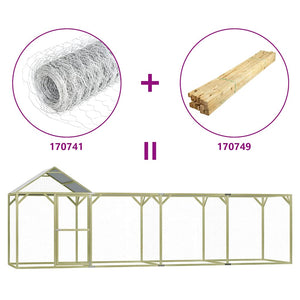 Pollaio 6x1,5x2 m in Legno di Pino Impregnato 170749