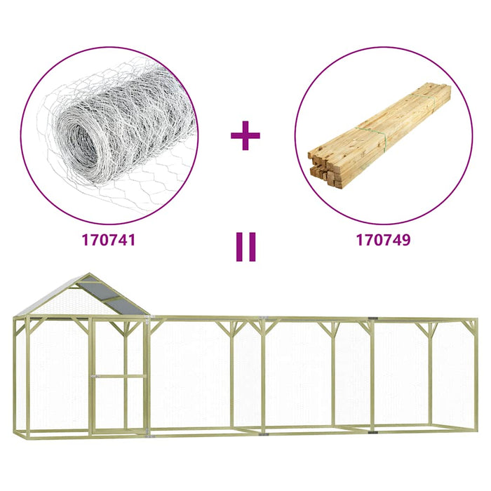 Pollaio 6x1,5x2 m in Legno di Pino Impregnato 170749
