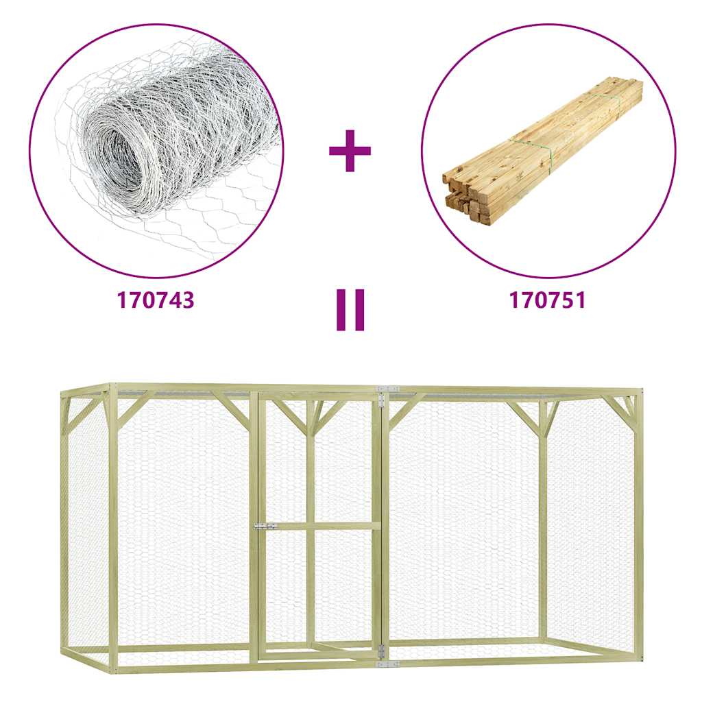 Pollaio 3x1,5x1,5 m in Legno di Pino Impregnato 170751