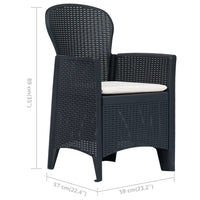 Sedie da Giardino 2 pz-Sedia da esterno Cuscino Antracite Plastica Stile Rattan