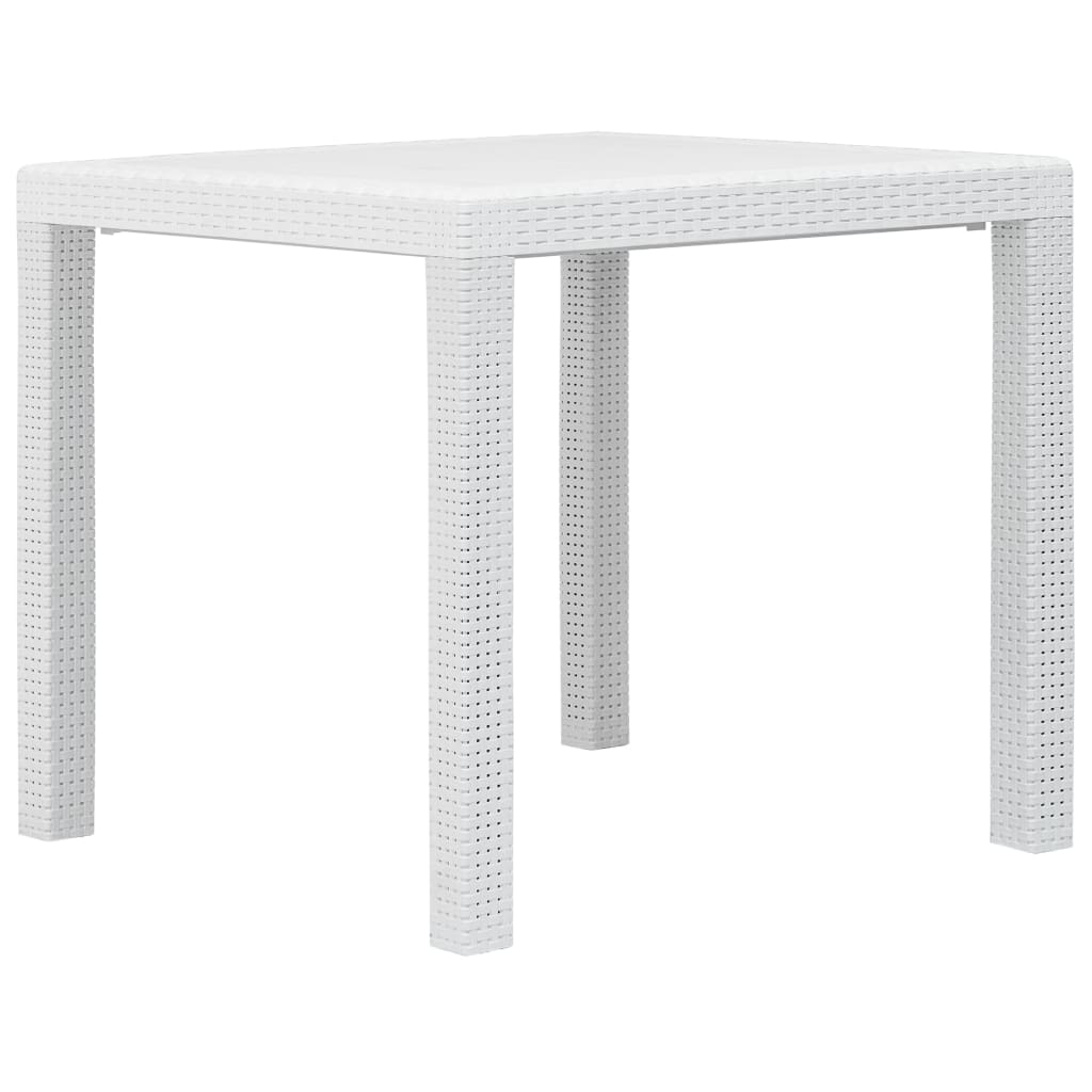 Tavolo da Giardino Bianco 79x79x72 cm in Plastica Stile Rattan cod mxl 34195