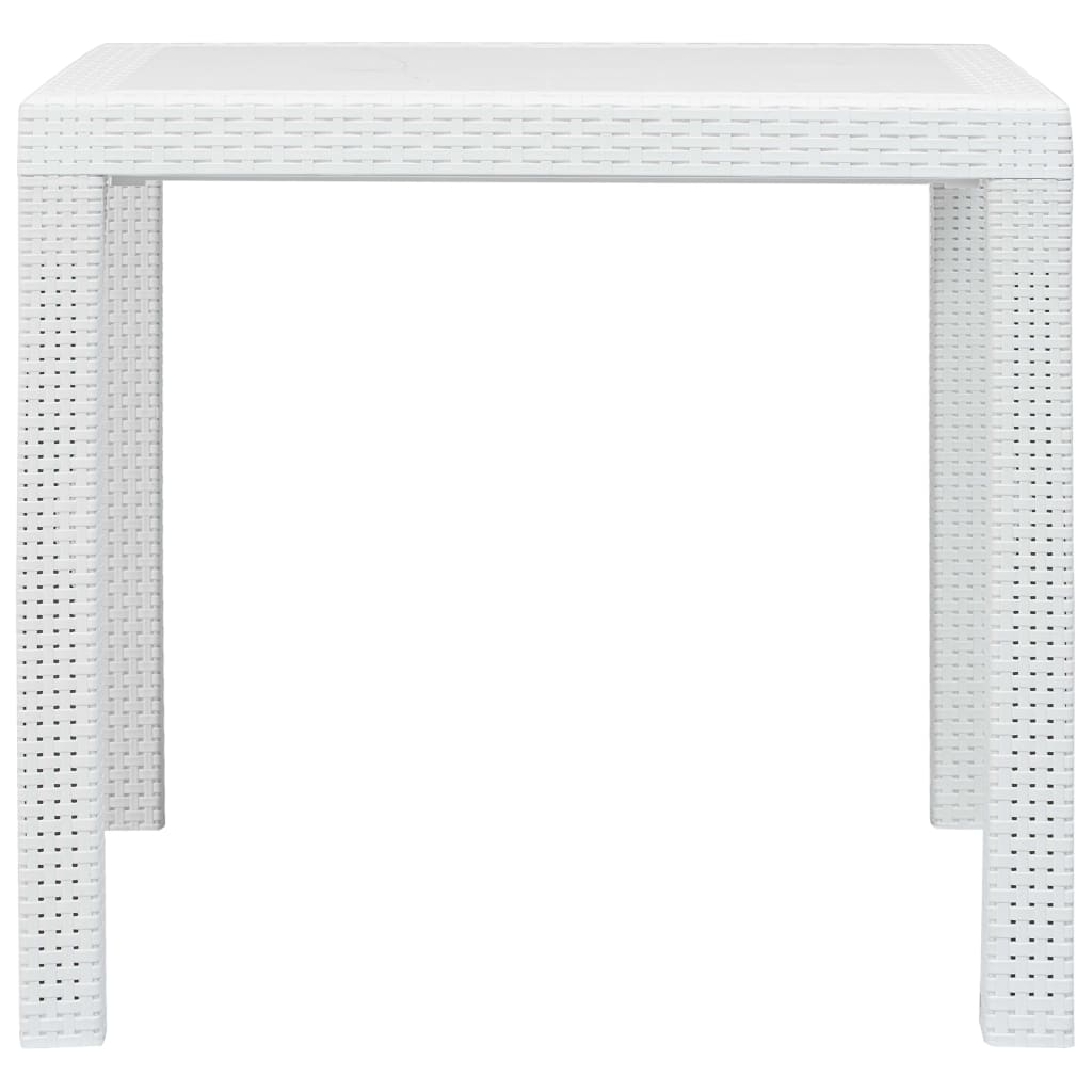 Tavolo da Giardino Bianco 79x79x72 cm in Plastica Stile Rattan cod mxl 34195