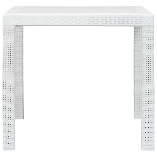 Tavolo da Giardino Bianco 79x79x72 cm in Plastica Stile Rattan cod mxl 34195