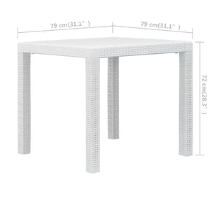 Tavolo da Giardino Bianco 79x79x72 cm in Plastica Stile Rattan cod mxl 34195