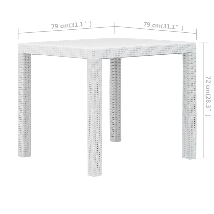 Tavolo da Giardino Bianco 79x79x72 cm in Plastica Stile Rattan cod mxl 34195