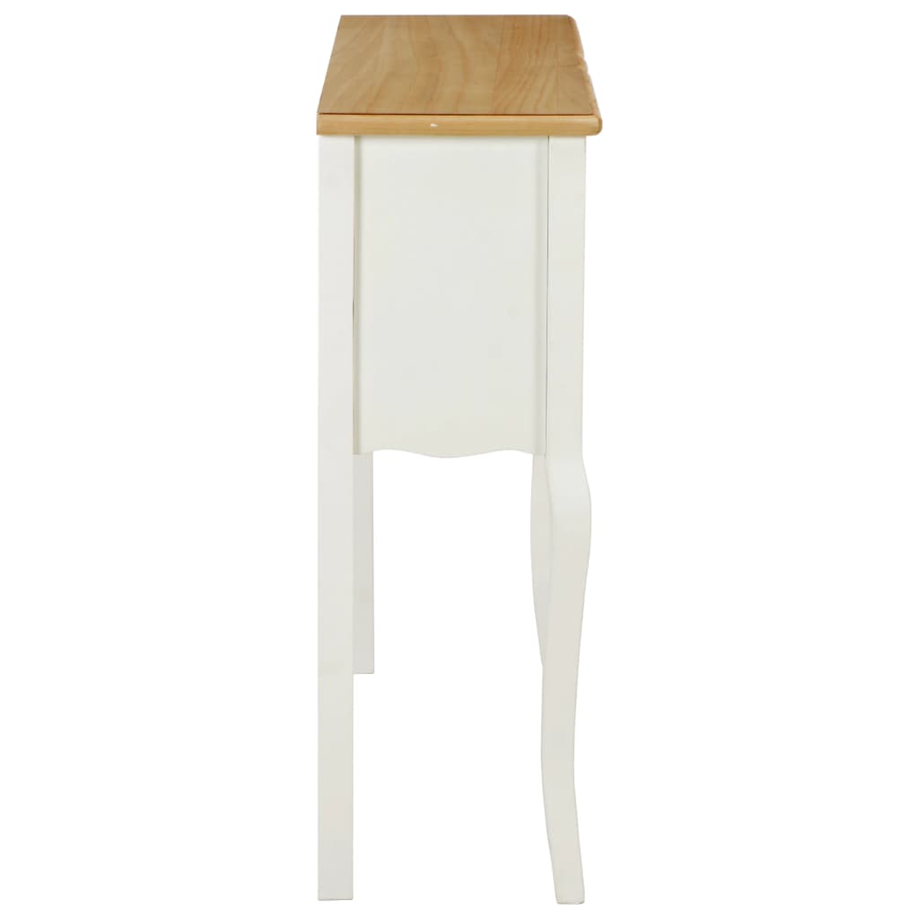 Credenza Bianca e Marrone 110x30x85 cm in Legno Massello 249818