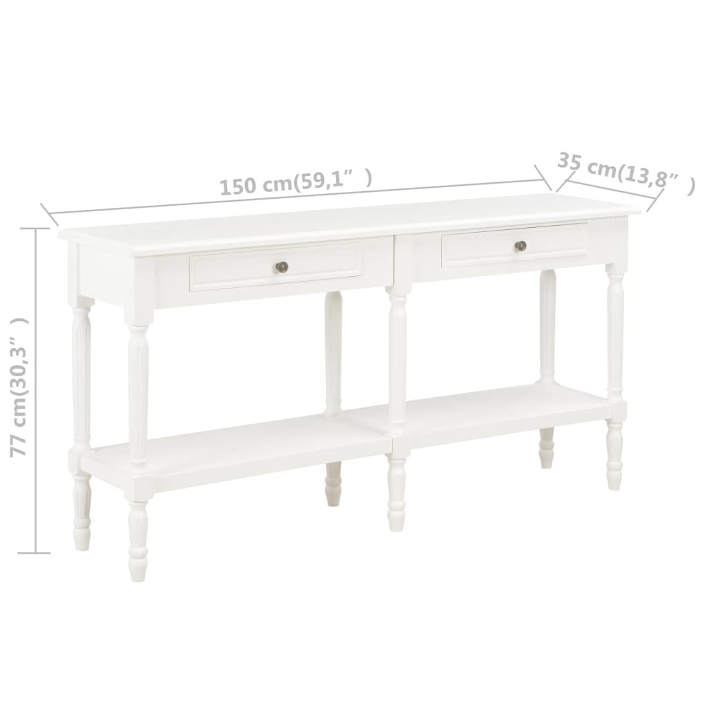 Credenza Bianca 150x35x77 cm in Legno Massello 249825