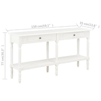 Credenza Bianca 150x35x77 cm in Legno Massello 249825
