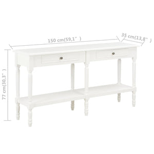 Credenza Bianca 150x35x77 cm in Legno Massello 249825