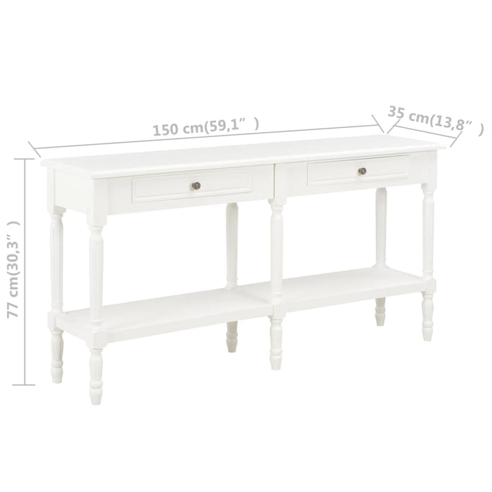 Credenza Bianca 150x35x77 cm in Legno Massello 249825