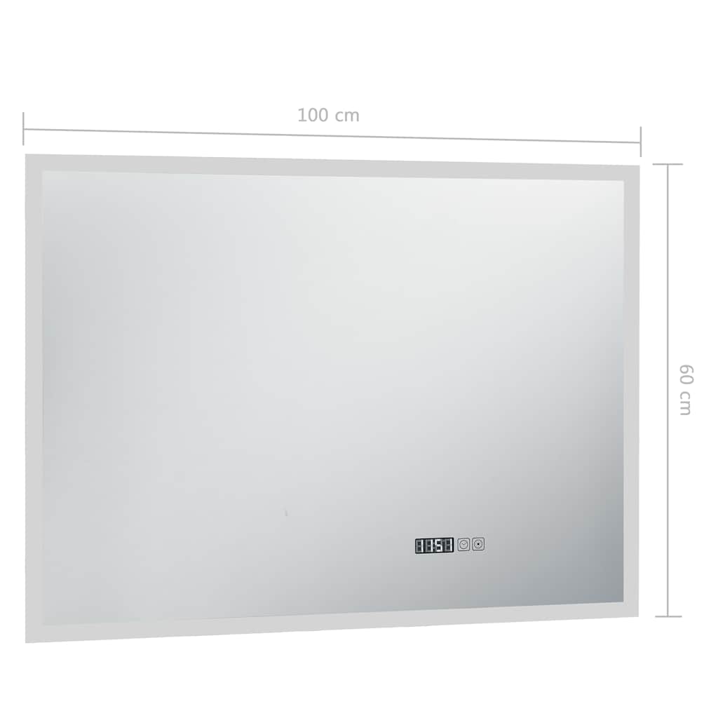 Specchio LED Bagno-Specchio per Bagno con Sensore Tattile Schermo Orario 100x60cm