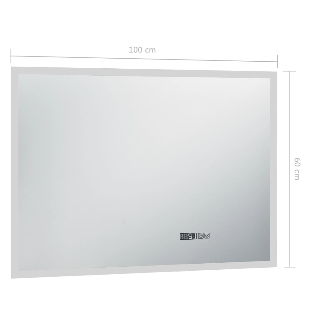 Specchio LED Bagno con Sensore Tattile Schermo Orario 100x60cm 144739