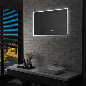 Specchio LED Bagno con Sensore Tattile Schermo Orario 100x60cm 144739