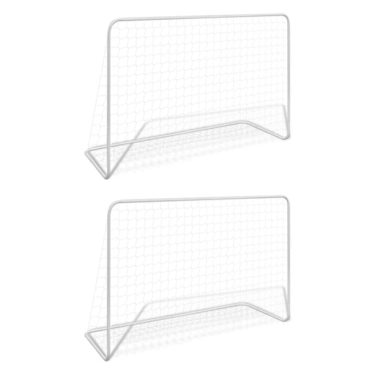 Porte da Calcio 2 pz con Reti 182x61x122 cm in Acciaio Bianchecod mxl 95317