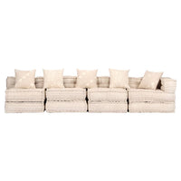Pouf Modulare a 4 Posti Beige in Tessuto 249398