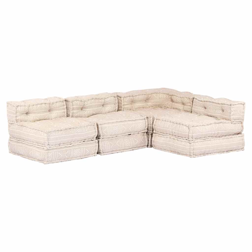 Pouf Modulare a 4 Posti Beige in Tessuto 249398