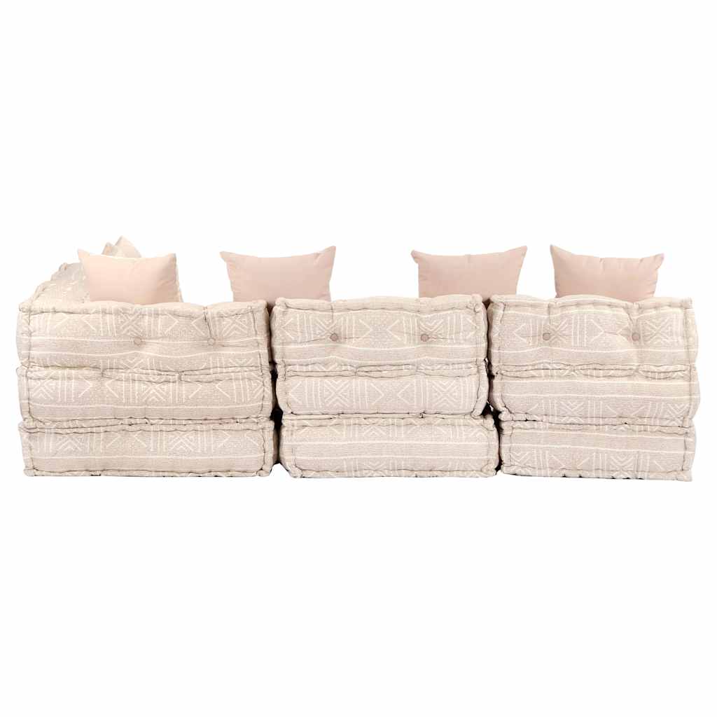 Pouf Modulare a 4 Posti Beige in Tessuto 249398