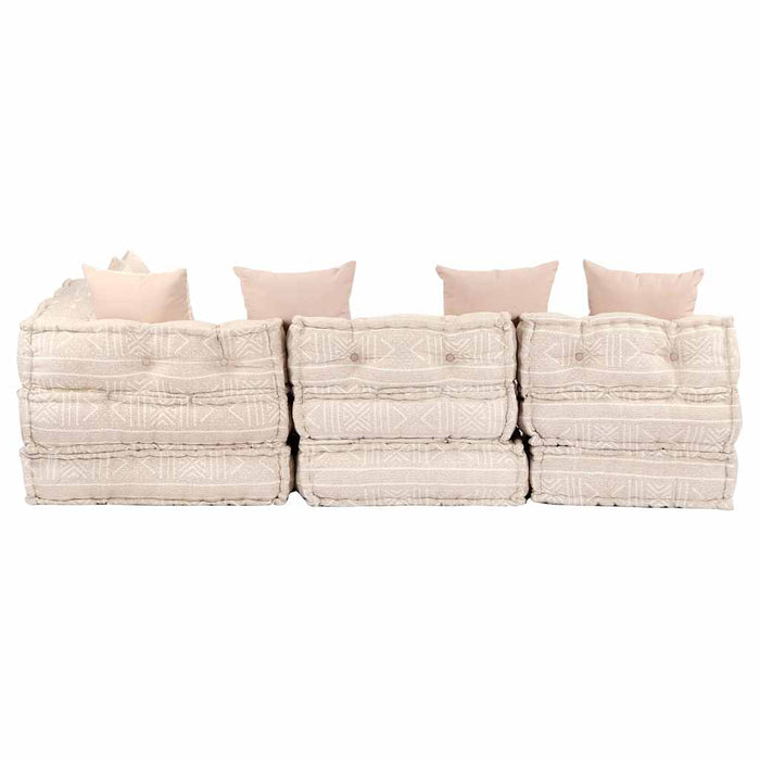 Pouf Modulare a 4 Posti Beige in Tessuto 249398