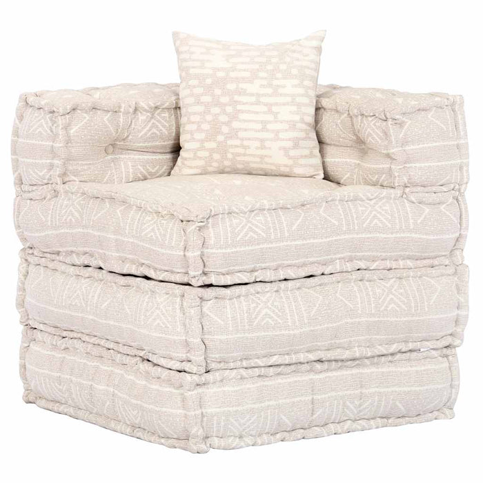 Pouf Modulare a 4 Posti Beige in Tessuto 249398