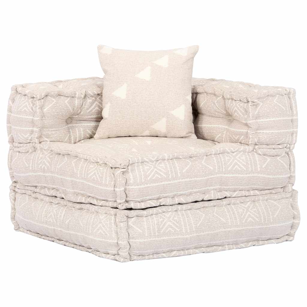 Pouf Modulare a 4 Posti Beige in Tessuto 249398